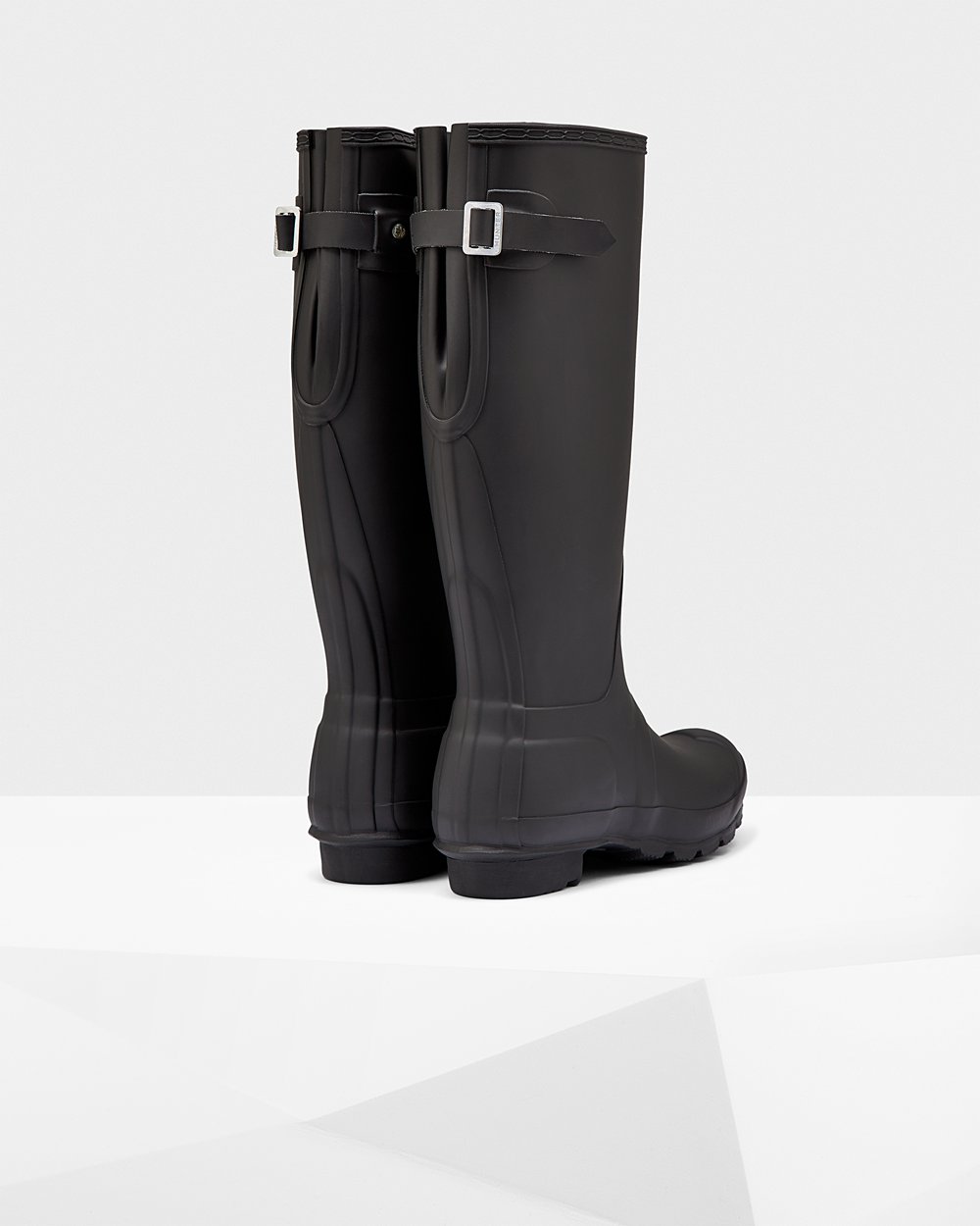 Womens Tall Rain Boots - Hunter Original Back Adjustable (78QBODNLF) - Black